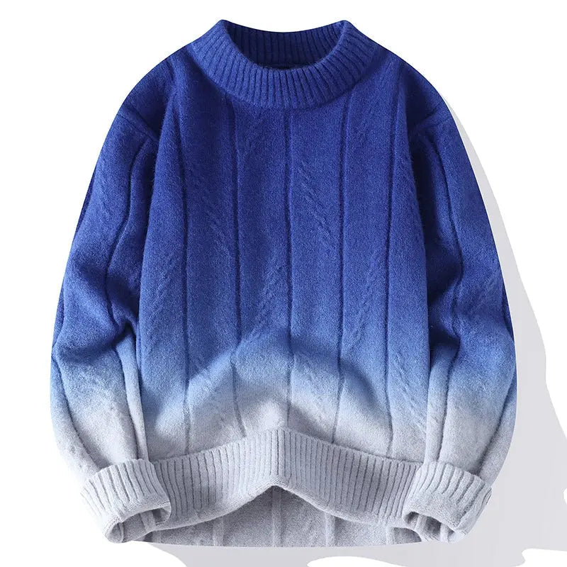 Pull Homme en Laine Mélangée Brun et Blanc