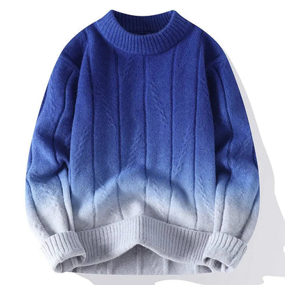 Pull Homme en Laine Mélangée Brun et Blanc