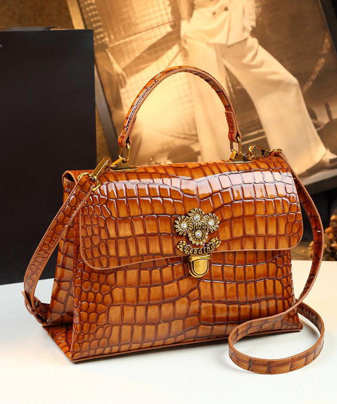 Fashionable Faux Leather Alligator Pattern Handbag - EasyApparels