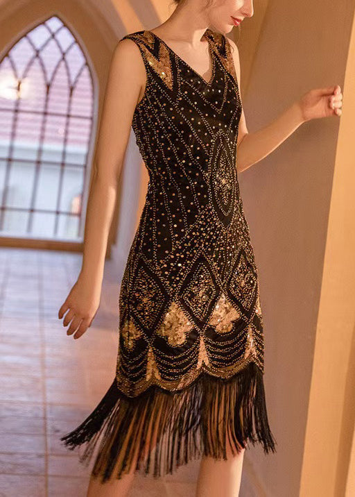 Petite robe de chambre noire en dentelle décolletée - EasyApparels