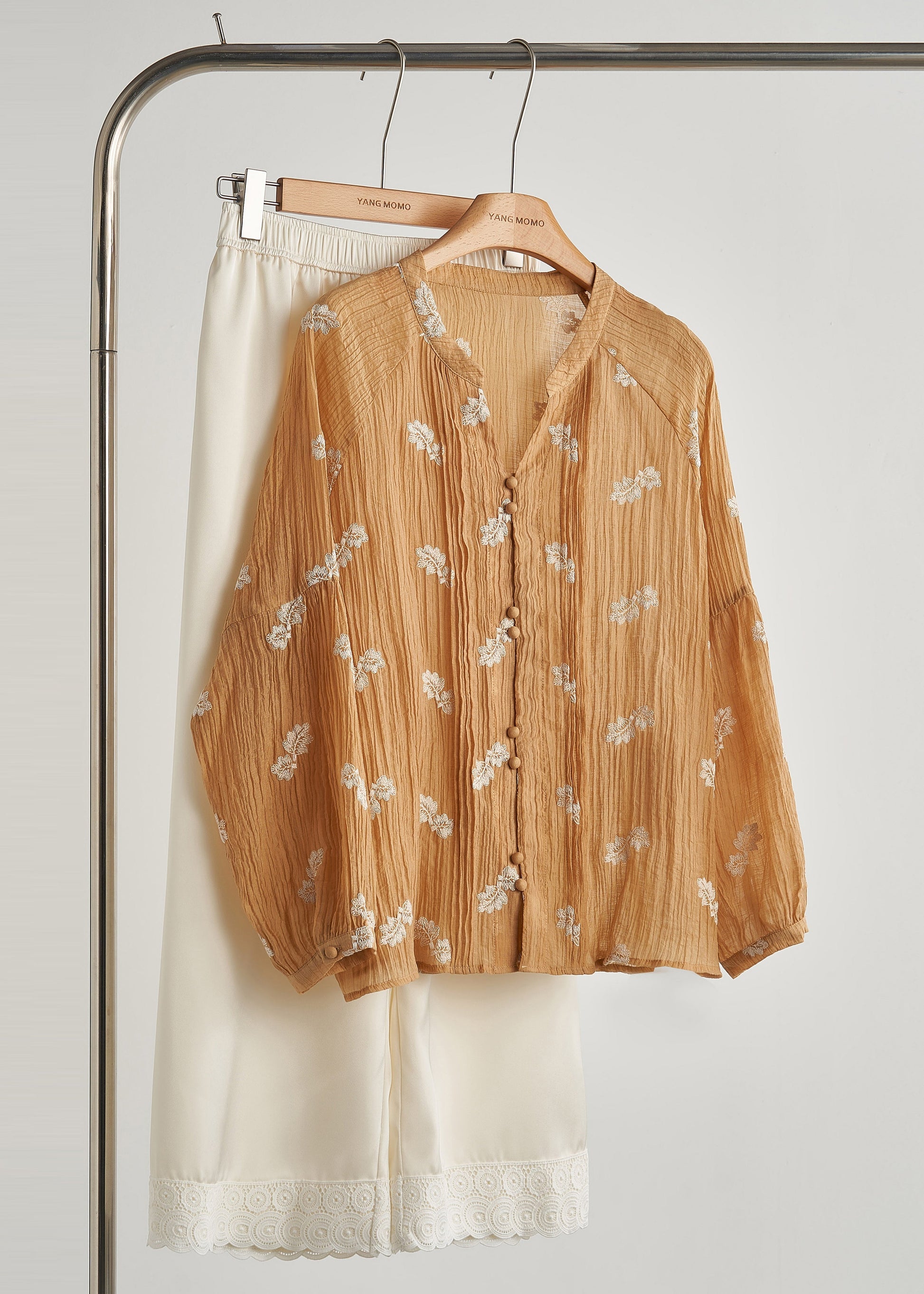 Blouses coton décontracté kaki chic automne - EasyApparels