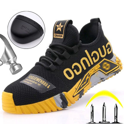 Baskets Homme Noir et Jaune Lacets Élastiques Sport