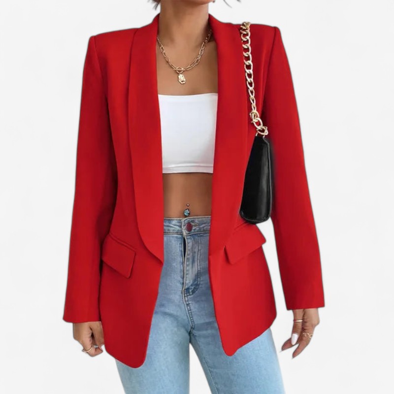 Blazer Femme Taille Slim avec Manches Longues et Poches