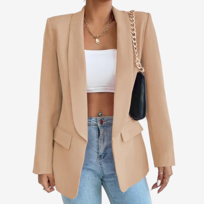 Blazer Femme Taille Slim avec Manches Longues et Poches