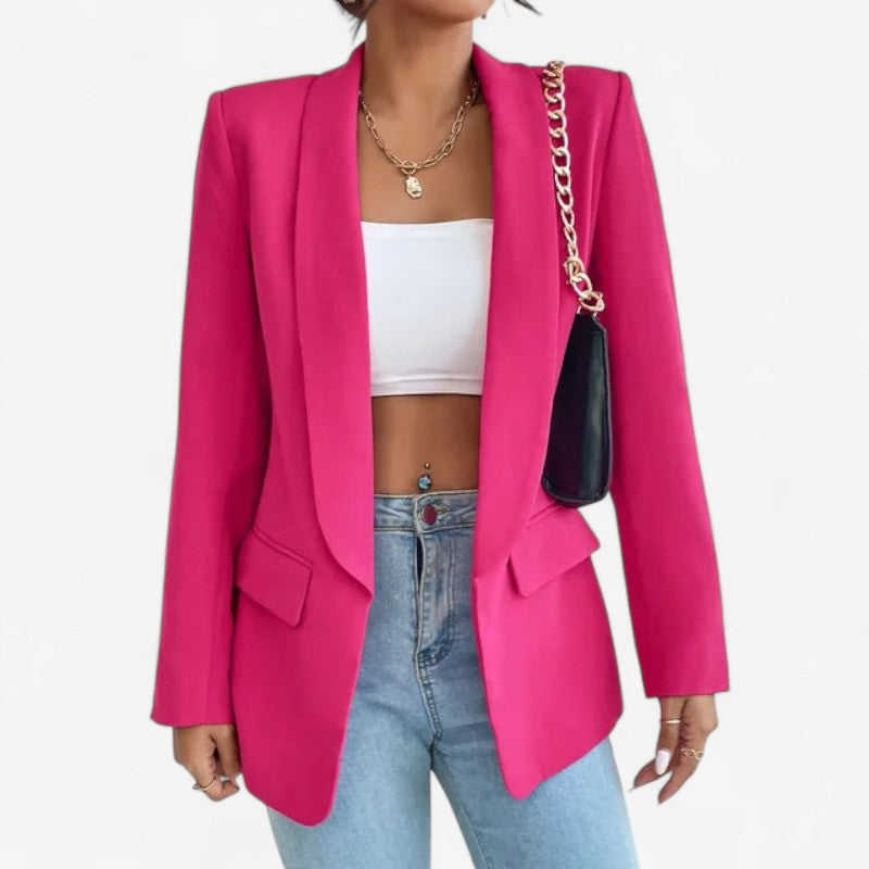 Blazer Femme Taille Slim avec Manches Longues et Poches