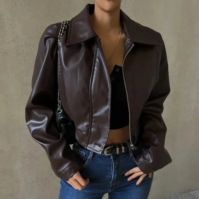 Blouson Cuir Faux Grande Taille - BerlinGlamour