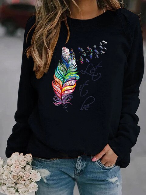 Pull Femme Confortable à Plumes Décoratives