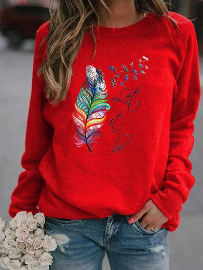 Pull Femme Confortable à Plumes Décoratives