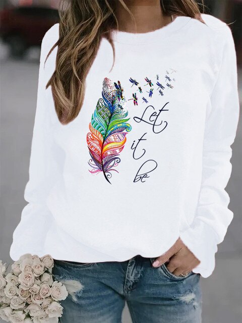 Pull Femme Confortable à Plumes Décoratives