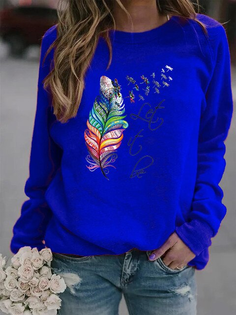 Pull Femme Confortable à Plumes Décoratives