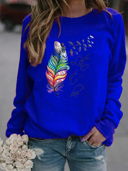 Pull Femme Confortable à Plumes Décoratives