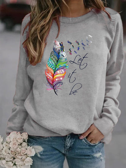 Pull Femme Confortable à Plumes Décoratives