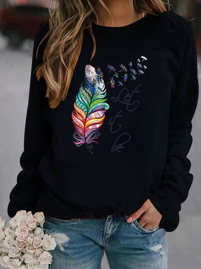 Pull Femme Confortable à Plumes Décoratives