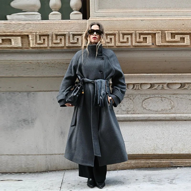 Trenchcoat Femme Hiver avec Ceinture et Capuche