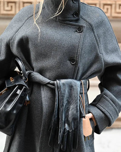 Trenchcoat Femme Hiver avec Ceinture et Capuche
