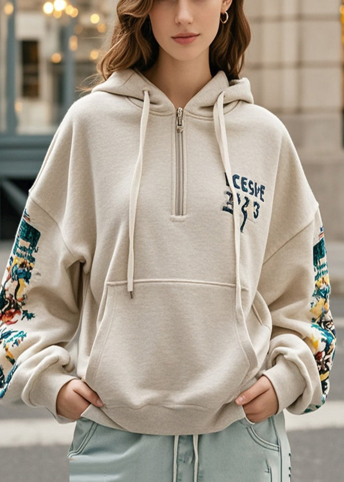 Doudoune légère en coton imprimé beige pour automne - EasyApparels