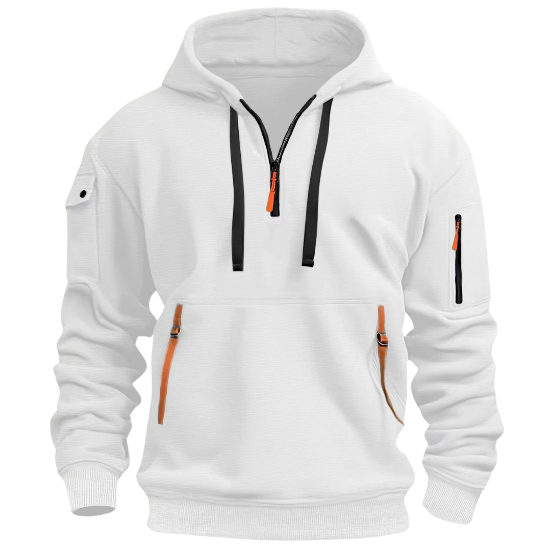 Hoodie Homme Zippé avec Poches Côtelées