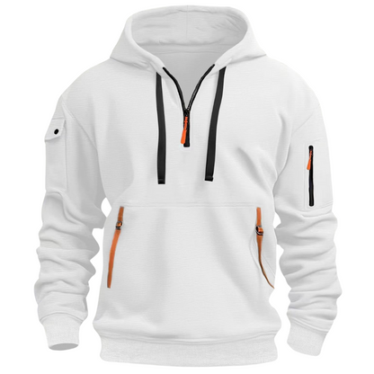 Hoodie Homme Zippé avec Poches Côtelées