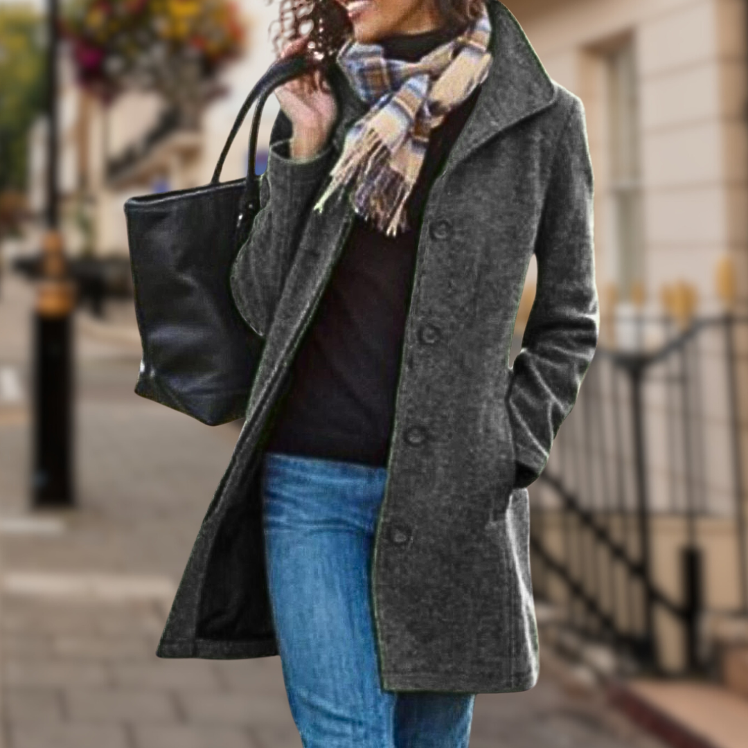 Manteau Femme Col Montant Boutons Classique et Élégant - PanierRoyale