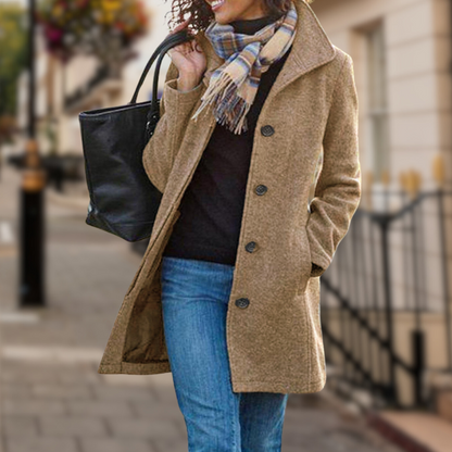 Manteau Femme Col Montant Boutons Classique et Élégant