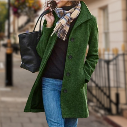 Manteau Femme Col Montant Boutons Classique et Élégant