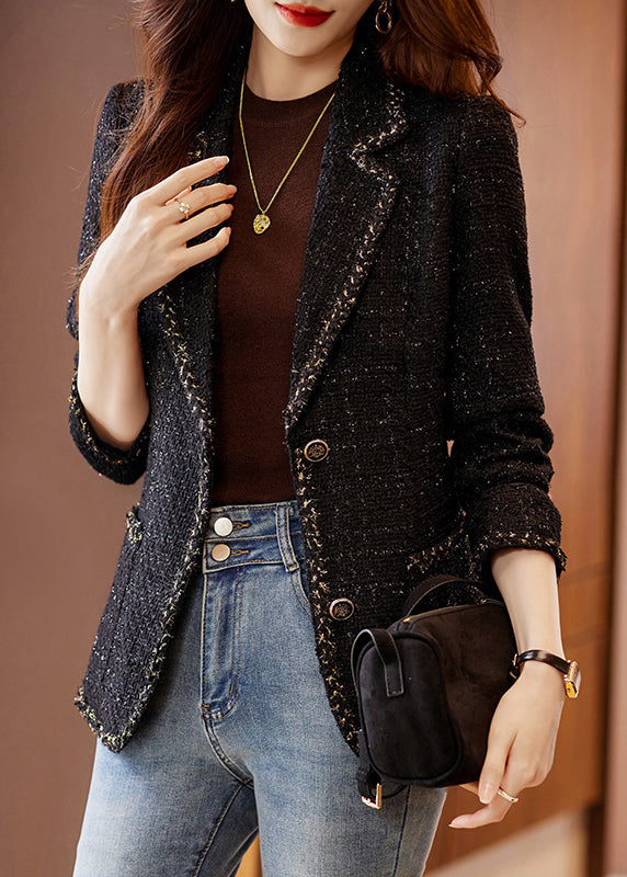 Manteaux en laine épaisse noir pour femme printemps - EasyApparels
