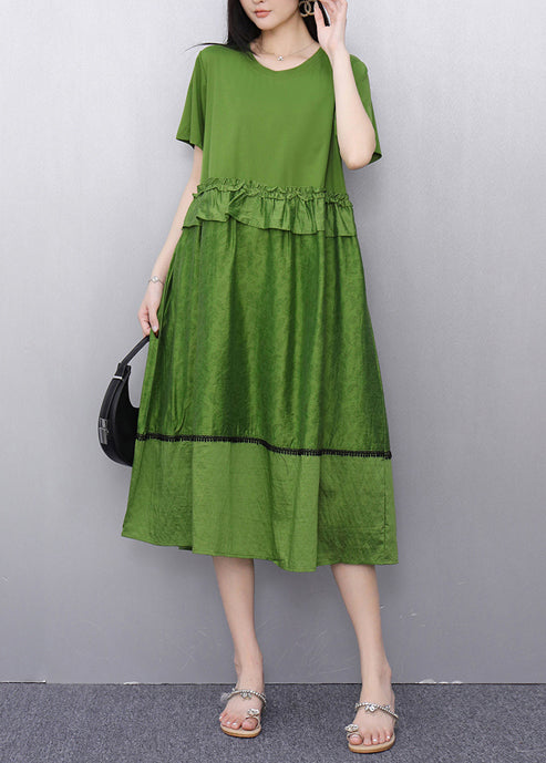 Robes colorées légères avec fleurs vertes pour été - EasyApparels