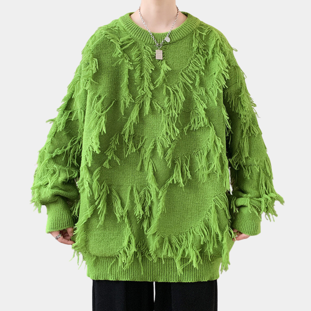 EDVIN - Pull en Tricot avec Franges Tendance pour Hommes