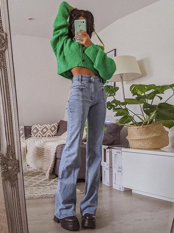 Jean Flare Haut de Gamme Style Rétro