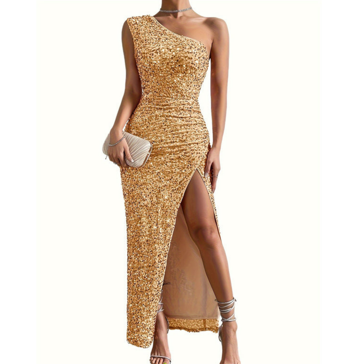 Robe Longue Femme Asymétrique Fente Coupe Moderne