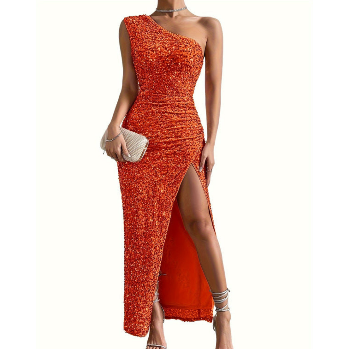 Robe Longue Femme Asymétrique Fente Coupe Moderne