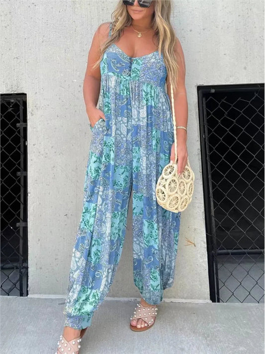 FloralChic™ – Combinaison Femme Chic à Motif Floral Légère et Confortable