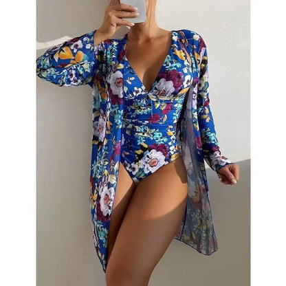 Maillot de Bain 2 Pièces Femme Élégant avec Pareo Transparent