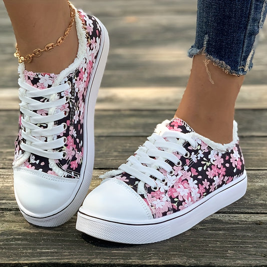 Floraliska™ – Baskets Femme en Toile Imprimée Fleurie Confortables & Tendance