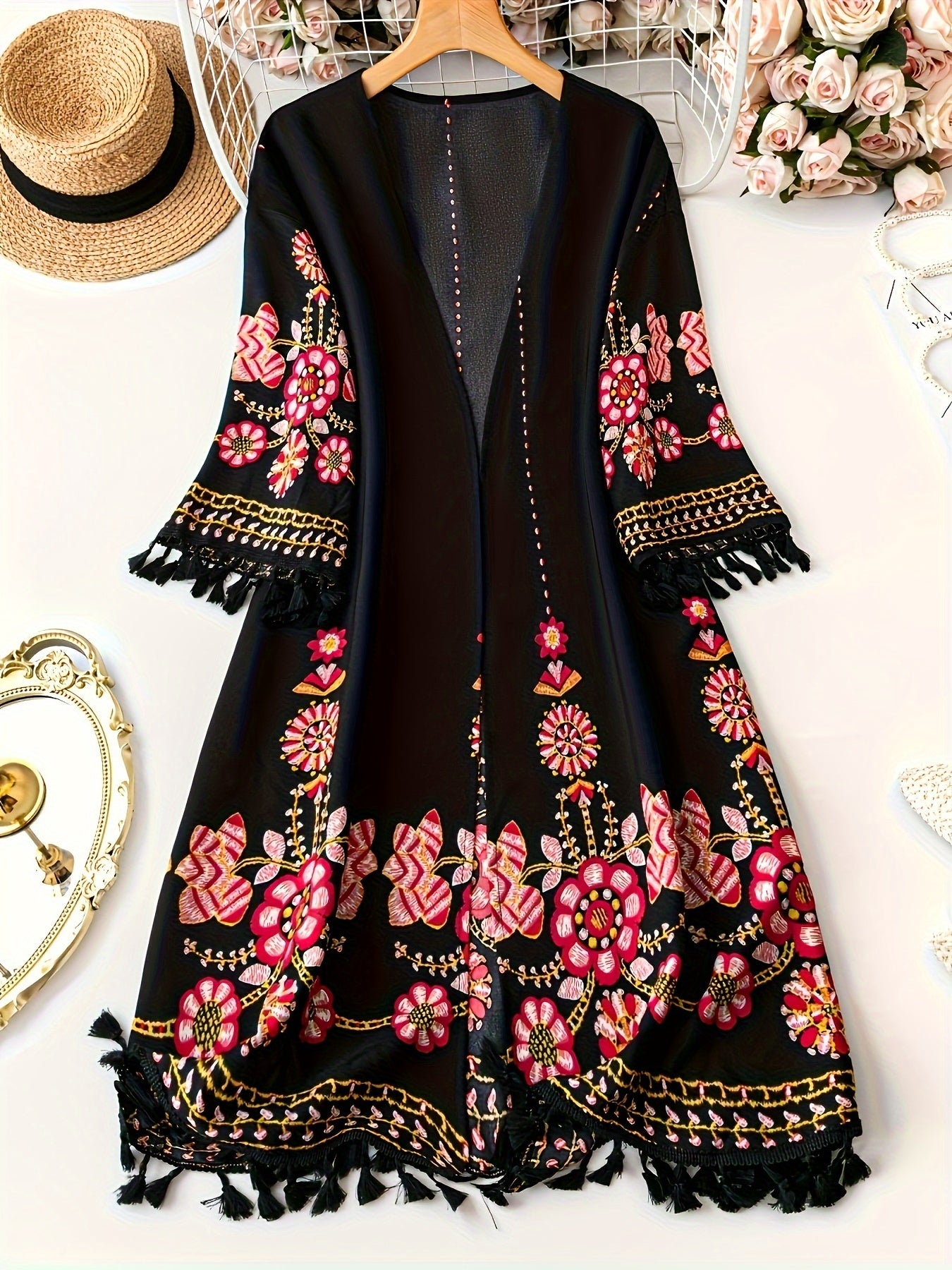 Floranika™ – Kimono de Plage Femme Bohème Chic à Fleurs Fluide Été