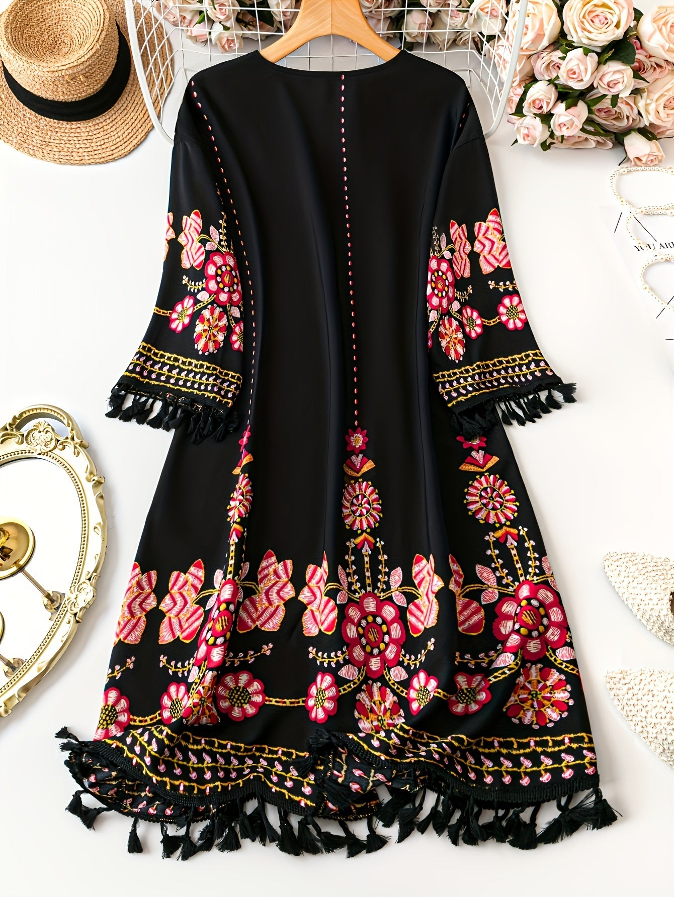 Floranika™ – Kimono de Plage Femme Bohème Chic à Fleurs Fluide Été