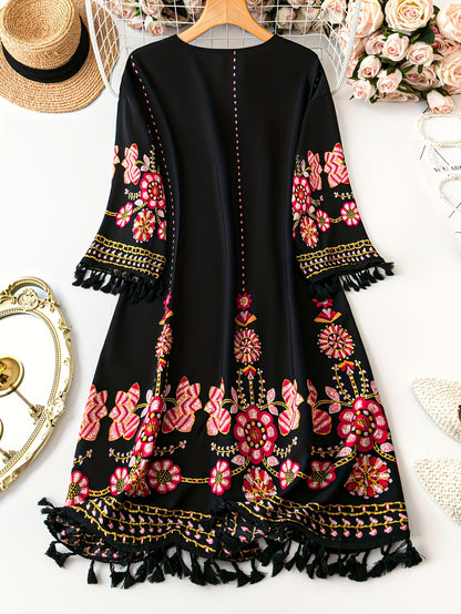 Floranika™ – Kimono de Plage Femme Bohème Chic à Fleurs Fluide Été