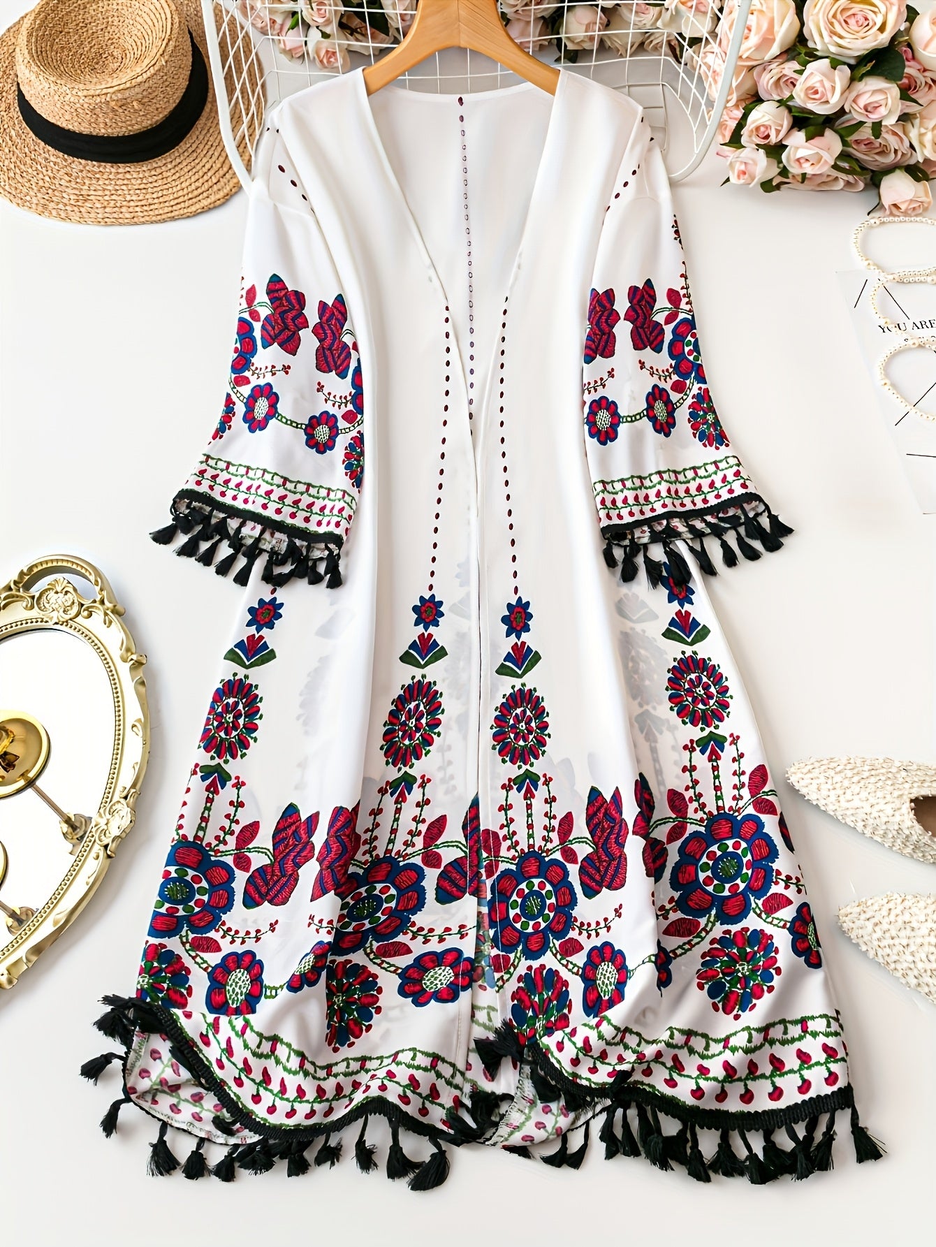 Floranika™ – Kimono de Plage Femme Bohème Chic à Fleurs Fluide Été