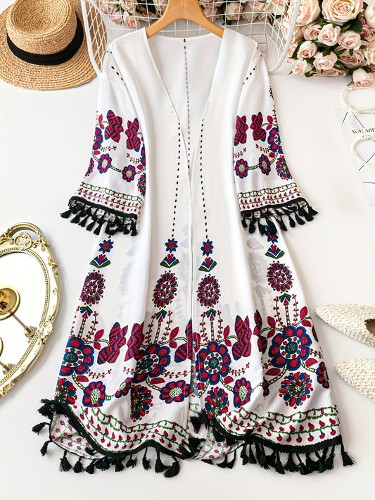 Kimono de Plage Femme Décontracté Fleuri pour Été - PanierRoyale