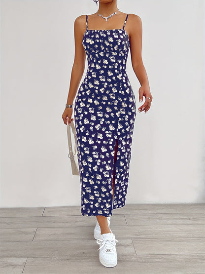 Robe Mi-Longue Fleurs Élégante Sans Manches