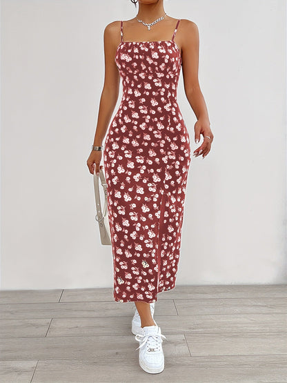 Robe Mi-Longue Fleurs Élégante Sans Manches