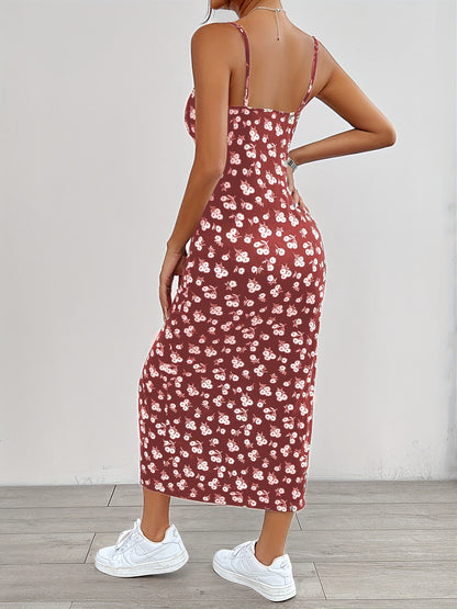 Floravea™ – Robe Fendue Mi-Longue à Fleurs Élégante et Sans Manche