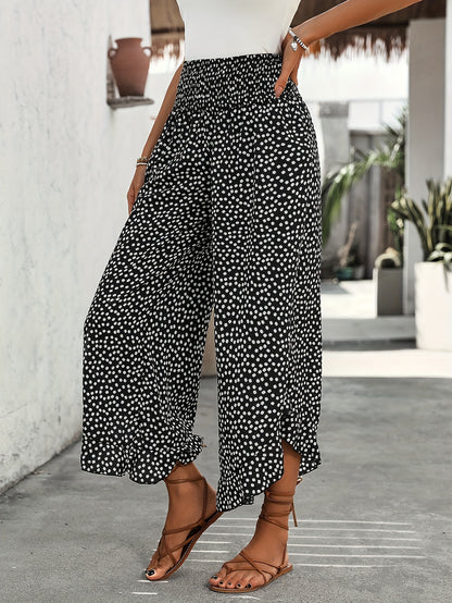 Floravia™ – Pantalon Femme Fluide Taille Haute à Imprimé Floral Élégant
