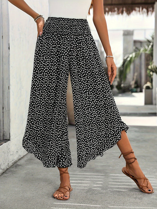 Floravia™ – Pantalon Femme Fluide Taille Haute à Imprimé Floral Élégant