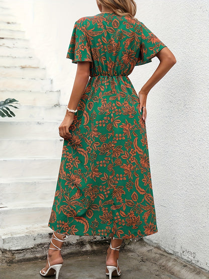 Florezia™ – Robe Longue d’Été à Imprimé Fleuri et Manches Papillon