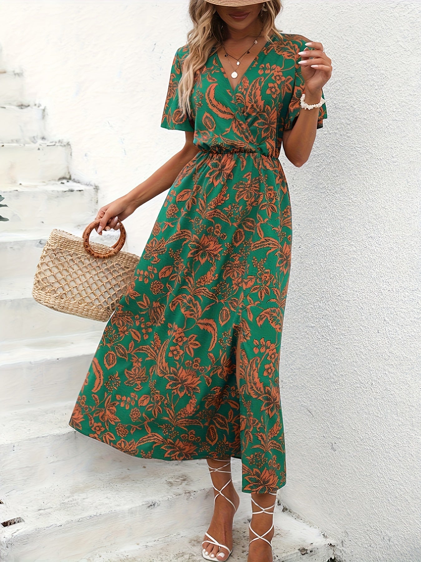 Florezia™ – Robe Longue d’Été à Imprimé Fleuri et Manches Papillon