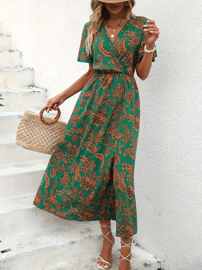 Florezia™ – Robe Longue d’Été à Imprimé Fleuri et Manches Papillon
