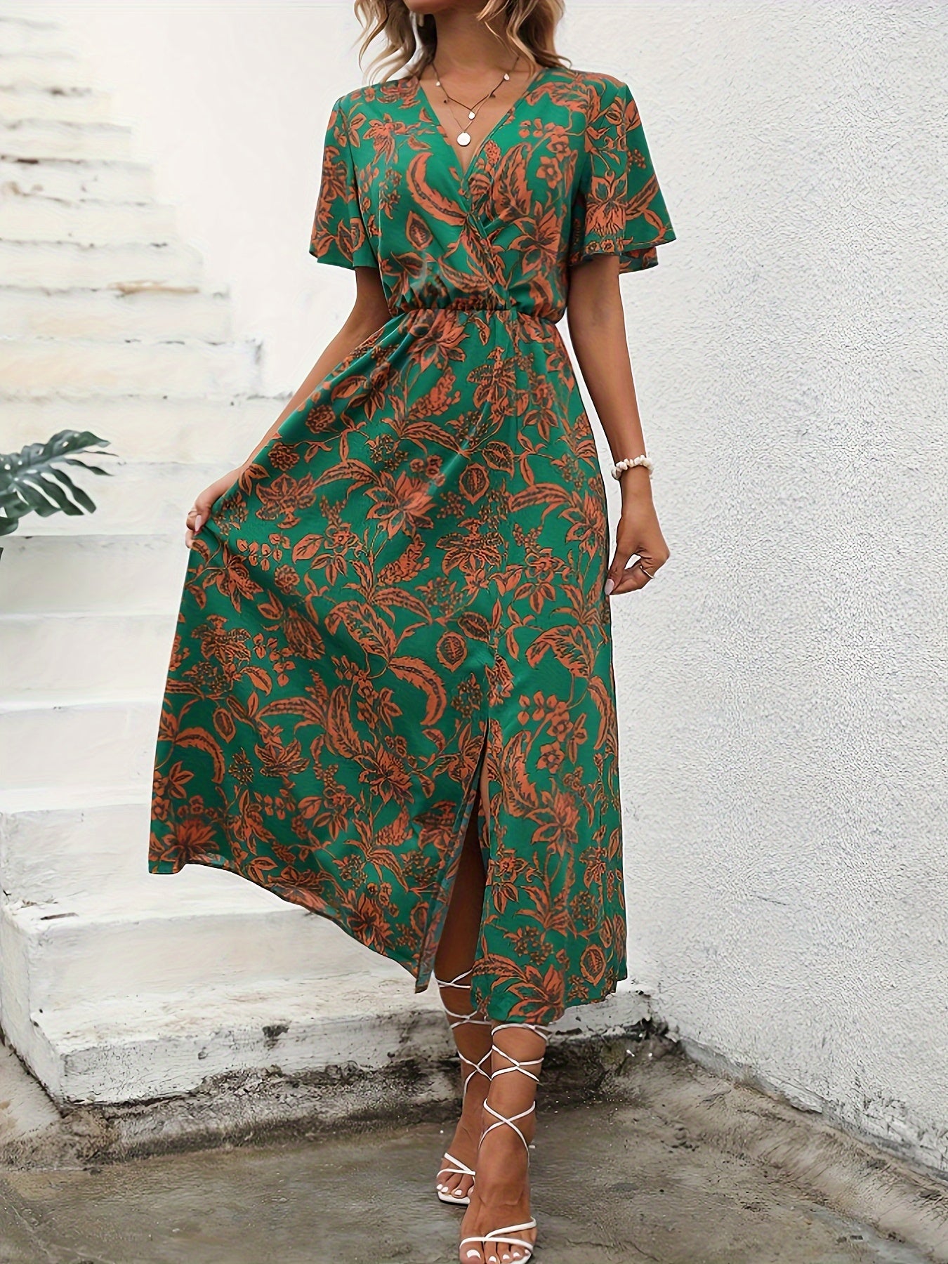 Florezia™ – Robe Longue d’Été à Imprimé Fleuri et Manches Papillon