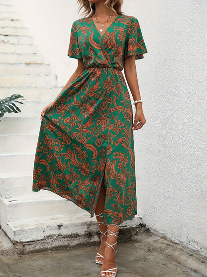 Florezia™ – Robe Longue d’Été à Imprimé Fleuri et Manches Papillon