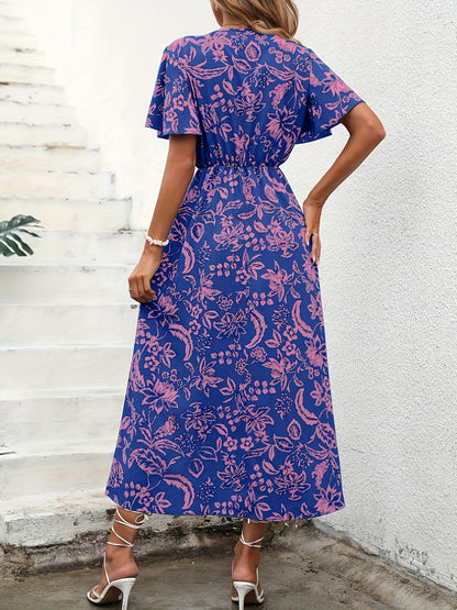 Florezia™ – Robe Longue d’Été à Imprimé Fleuri et Manches Papillon